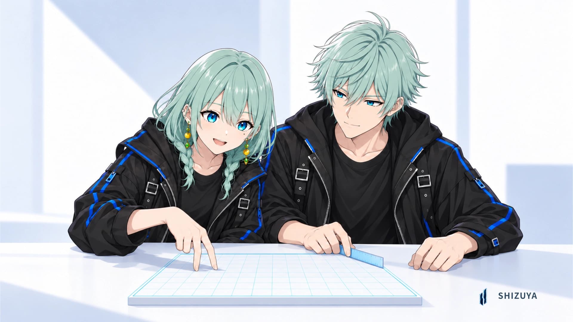 白い地面から始めるNOCTEの制作を、SellaとNeroが一緒に考える導入イラスト